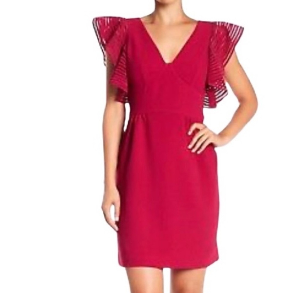 TRINA TURK loganberry flutter sleeve dress